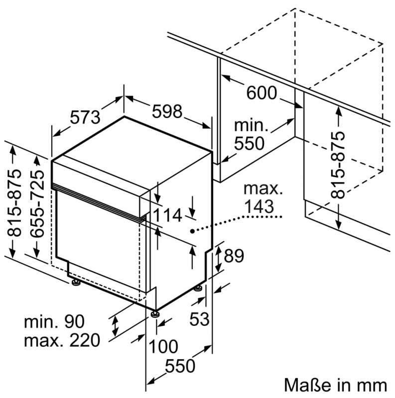 Constructa CG 6 IS 01 EBD Einbauspülmaschine Maße